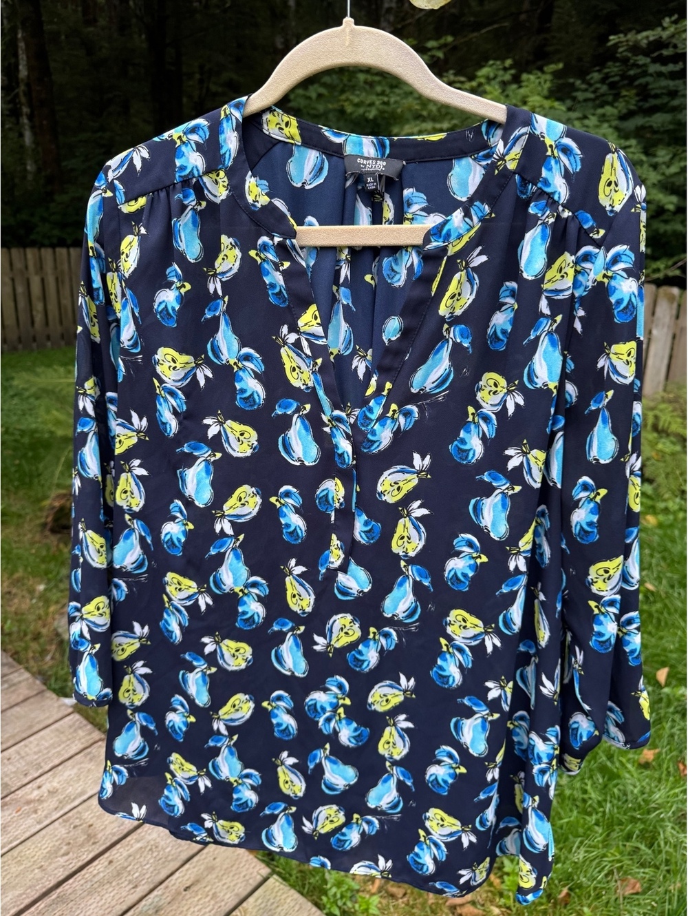 NYDJ Curves 360 Women's XL Floral Blouse Shirt